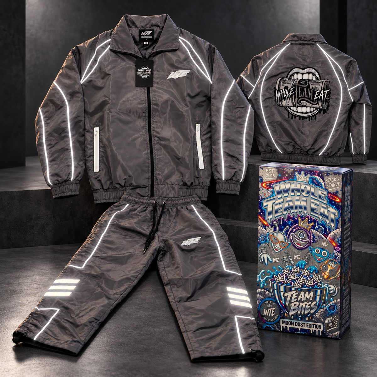 WTE Reflective Windbreaker Set — Grey / White